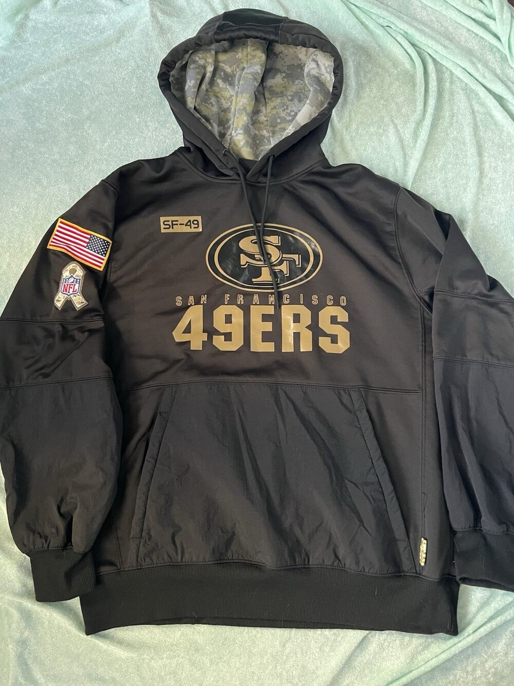 NFL San Francisco 49ers 2020 Salute To Service Black Hoodie Sweatshirt L